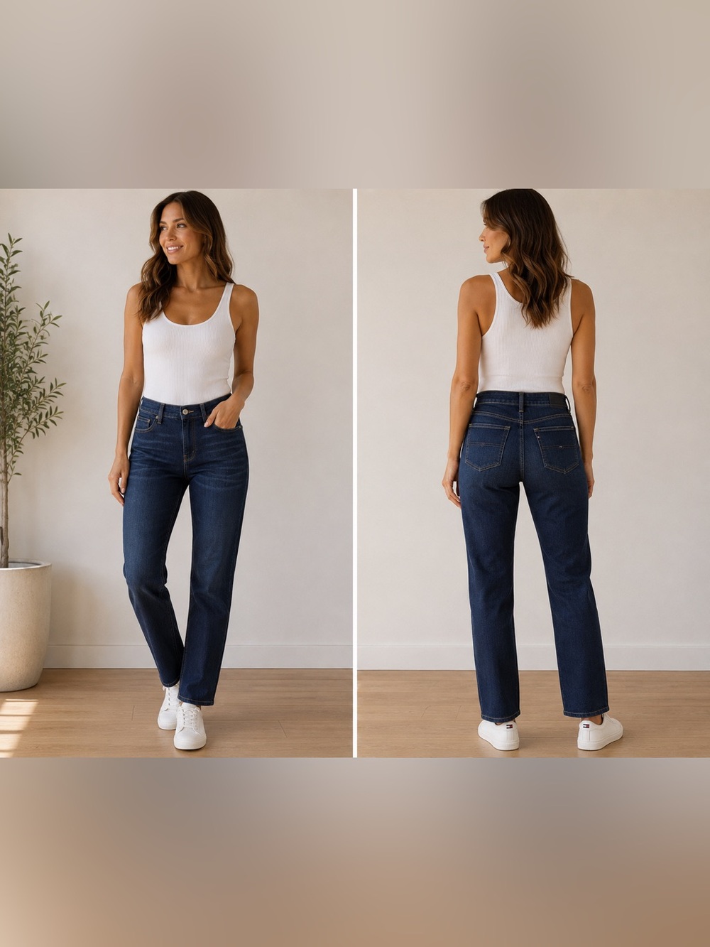 Tommy Hilfiger Premium Women’s Dark Wash Straight Leg Jeans Size 12 Stretch Deni